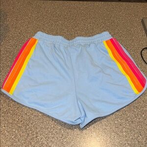Rainbow striped jogger shorts
